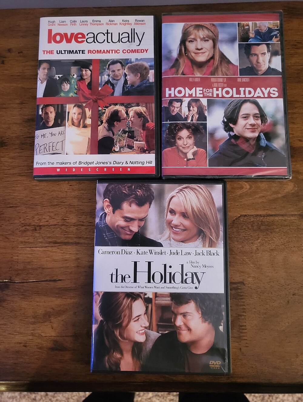 Set Of 3 Holiday DVDs (Love Actually, Home Fornthe Holidays, The Holiday)